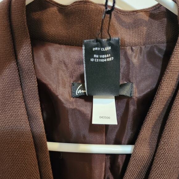 Lane Bryant Brown Hook & Eye Textured Tailored Stretch Blazer Jacket Size 16 - Picture 9 of 10